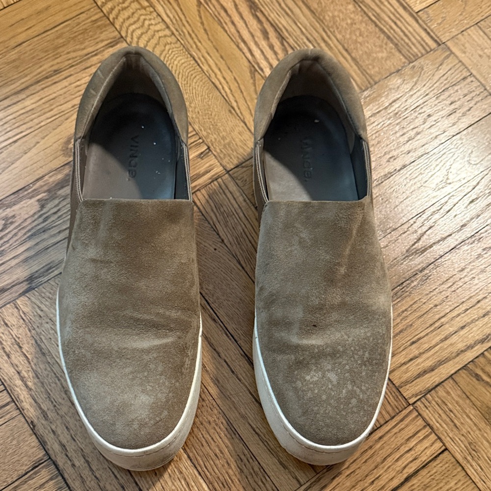 Vince Gray Suede Slip-On Loafers
